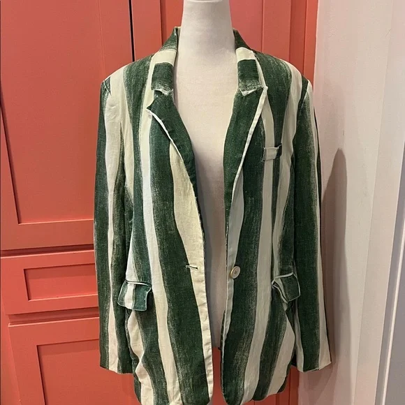 Simon Miller Lennox Jacket in Green Stripe - Picture 10 of 11